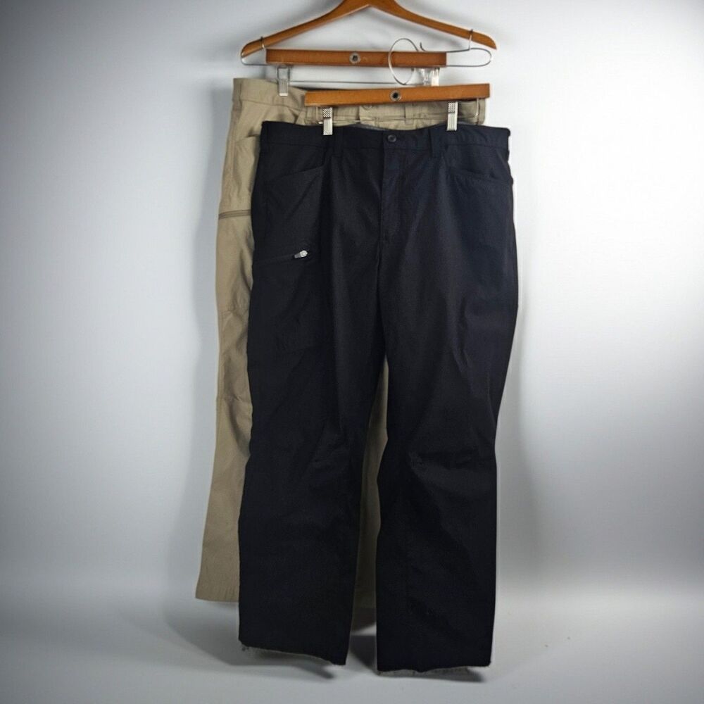 Lot of 2 40X30 Eddie Bauer 2024 Rainier Pants Black & Khaki Performance Stretch
